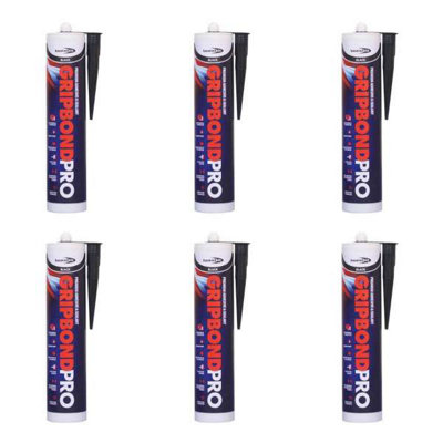 BOND-IT Gripbond Pro Hybrid Sealant and Adhesive Black 310ml - Pack of 6