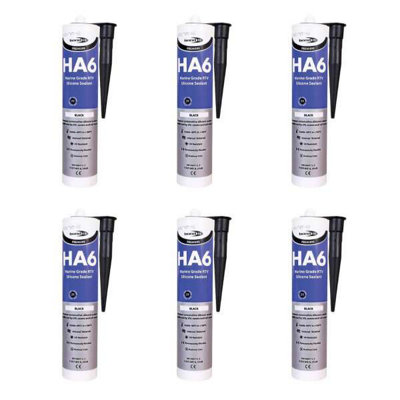 BOND IT HA6 Marine Grade Silicone Sealant Blalck 310ml Pack of 6