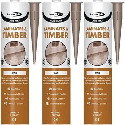 Bond It Lami-Mate Timber & Laminate Sealant Light Oak EU3 (Pack of 3)