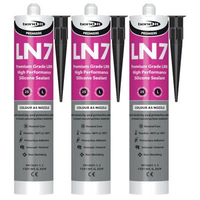 Bond It LN7 Premium Low Modulus Neutral Cure Silicone - 3x Black, 310ml ...