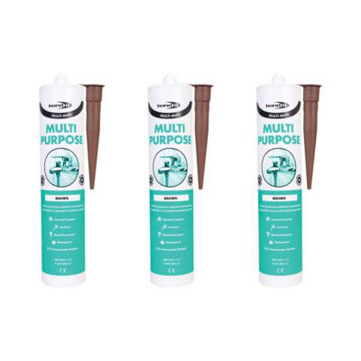 BOND IT Multimate Silicone Sealant Brown - Waterproof, Mould Resistant - Pack of 3