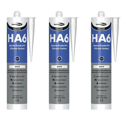 Bond It Premier HA6 Marine Silicon Sealant White 310 Pack of 3