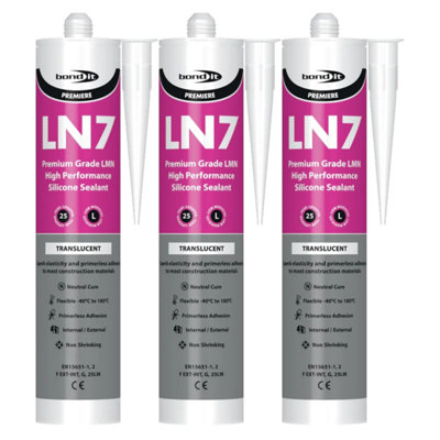 Bond It Premium Low Modulus Neutral Cure Silicone 3x Translucent, 310ml ...