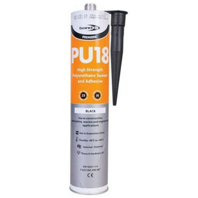 Bond It PU18 Black Polyurethane Sealant Adhesive Strong Paintable (Pack of 12)