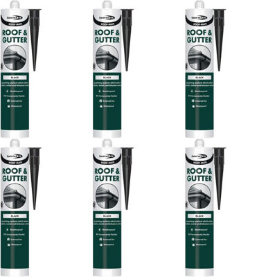 Bond It Roof-Mate, Roof and Gutter Sealant, Black, 310ml (Pack of 6)