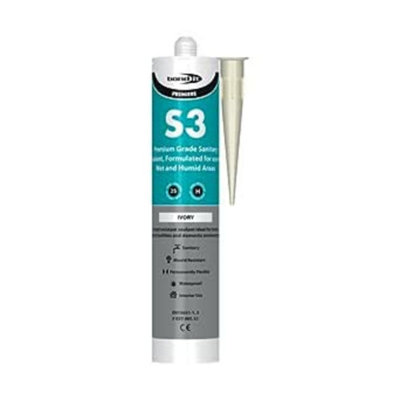 Bond it S3 Ivory High Performance Sanitary Grade Silicone Sealant, 310ml BDS3IV (Pack of 12)
