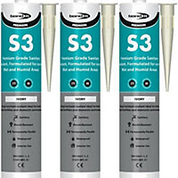 Bond it S3 Ivory High Performance Sanitary Grade Silicone Sealant, 310ml BDS3IV (Pack of 3)