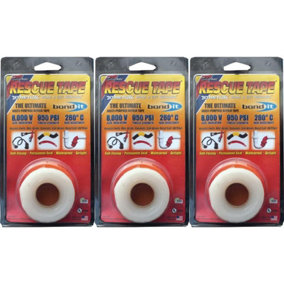 Bond It Silicone Rescue Tape White 25mm x 3.66m (Pack of 3)