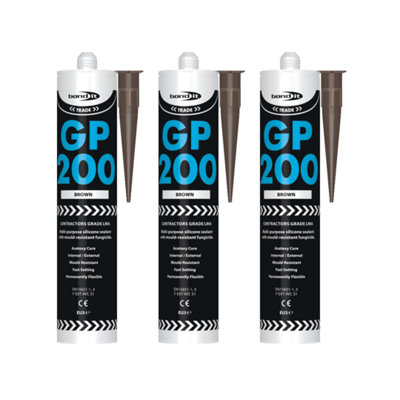 BondIt GP200 Brown General Purpose Silicone Sealant 275ml x 3