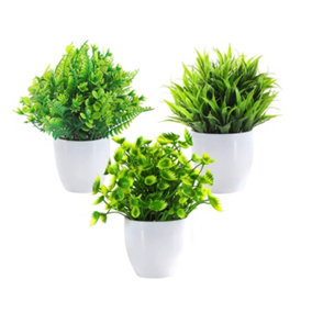 Bonicxane Set of 3 Artificial Plants Faux Succulent Dense Shrubs for Bedroom Office Desk & Home Decor