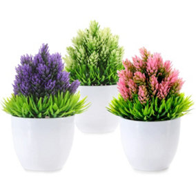 Bonicxane Set of 3 Artificial Plants Faux Succulent for Bedroom Office Desk & Home Decor Blazing Aura