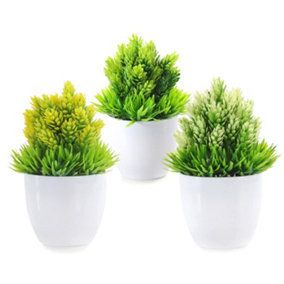 Bonicxane Set of 3 Artificial Plants Faux Succulent for Bedroom Office Desk & Home Decor Green Ambience