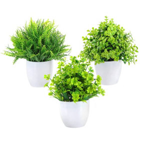 Bonicxane Set of 3 Artificial Plants Faux Succulent for Bedroom Office Desk & Home Decor Green Succulents