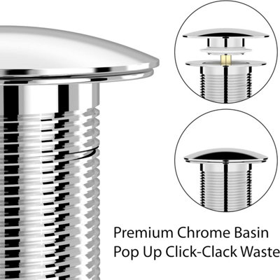 Bonicxane UnSlotted Click Clack Bathroom Pop Up Basin Waste
