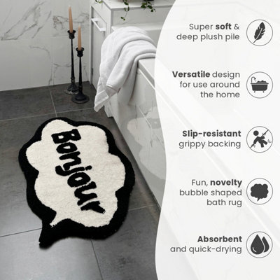 Bonjour Slogan Non Slip Bath Mat