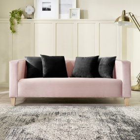 Bonnie 3 Seater Sofa in Brushed Velvet Blush