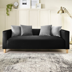 Bonnie 3 Seater Sofa in Brushed Velvet Ebony