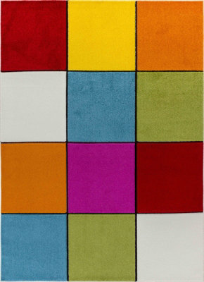 BONNIE  Scandi Geometric Multicolour Area Rug 120 x 170 cm