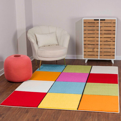 BONNIE  Scandi Geometric Multicolour Area Rug 120 x 170 cm