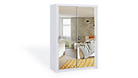 Bono Mirrored Sliding Door Wardrobe in White Matt - Optimised Storage for Contemporary Spaces - W1500mm x H2150mm x D620mm