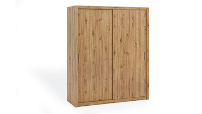 Bono Sliding Door Wardrobe in Oak Artisan - Spacious Modern Design for Compact Living - W1800mm x H2150mm x D620mm