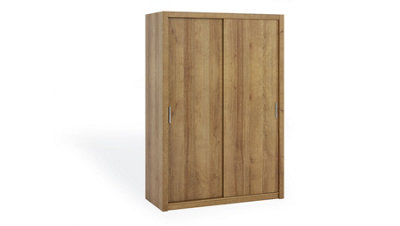 Bono Sliding Door Wardrobe in Oak Golden - Contemporary Design for Spacious Storage - W1500mm x H2150mm x D620mm