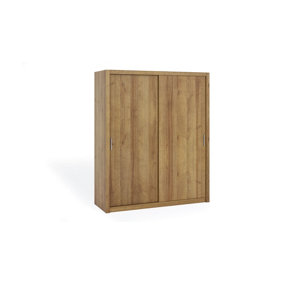 Bono Sliding Door Wardrobe in Oak Golden - Spacious Modern Design for Compact Living - W1800mm x H2150mm x D620mm