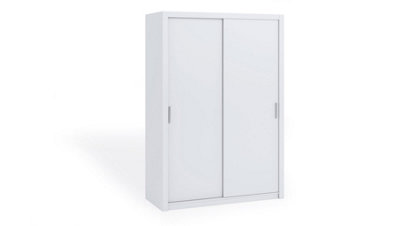 Bono Sliding Door Wardrobe in White Matt - Contemporary Design for Spacious Storage - W1500mm x H2150mm x D620mm