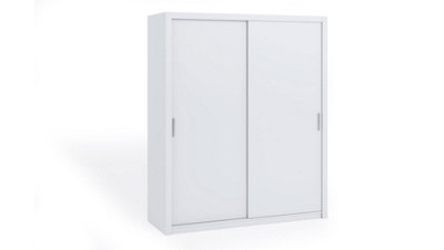 Bono Sliding Door Wardrobe in White Matt - Spacious Modern Design for Compact Living - W1800mm x H2150mm x D620mm