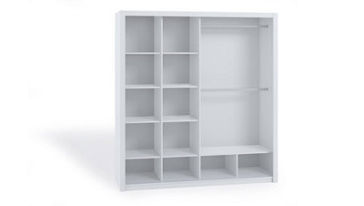 Bono Sliding Door Wardrobe in White Matt - Spacious Storage Solution for Modern Living - W2200mm x H2150mm x D620mm