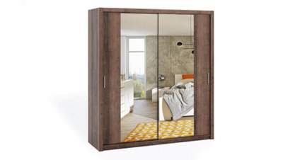 Bono Sliding Door Wardrobe With Mirrors in Oak Monastery - A Modern Touch of Sophistication - W2000mm x H2150mm x D620mm