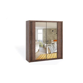 Bono Sliding Door Wardrobe With Mirrors in Oak Monastery - Spacious Elegance Meets Modern Style - W2200mm x H2150mm x D620mm