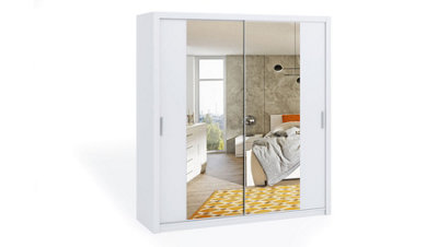 Bono Sliding Door Wardrobe With Mirrors in White Matt - A Modern Touch of Sophistication - W2000mm x H2150mm x D620mm