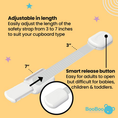 Booboo (10 PACK) Child Safety Cupboard Door Strap Locks Baby Proof Your Cabinets  Extra Easy Installation, No Tools Needed