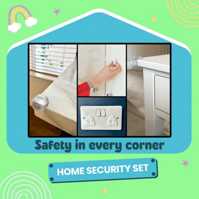 Booboo 40 Pack Child Safety Baby Proofing Kit. x10 Door Strap Locks x10 Corner Guards x20