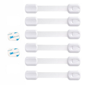 Booboo (6 Pack) Child Safety Cupboard Door Strap Locks Baby Proof Your Cabinets, Extra Easy Installation, No Tools Needed