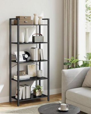 Bookcase, Bookshelf 5 Tier, Standing Display Storage Rack with Steel ...