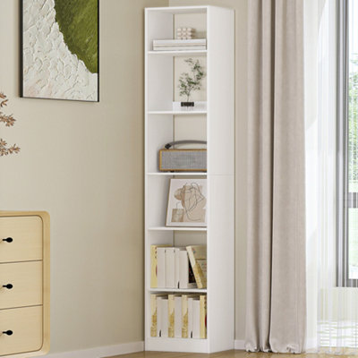 Bookcase Tall Narrow Bookshelf with Open Storage Shelf 6Tier