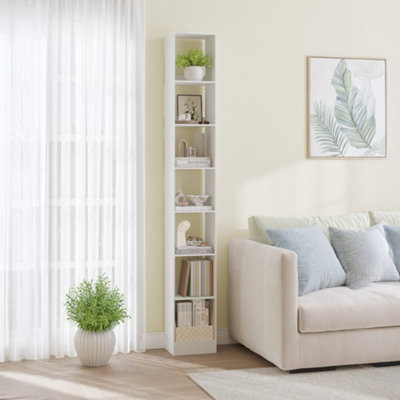 Bookcase Tall Narrow Bookshelf with Open Storage Shelf 7 Tier ...