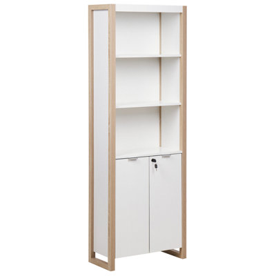 Bookcase with Locker Light Wood with White JOHNSON