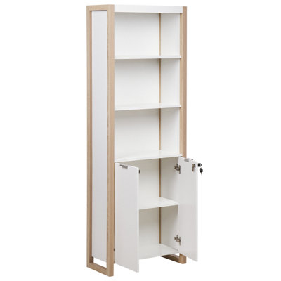 Bookcase with Locker Light Wood with White JOHNSON