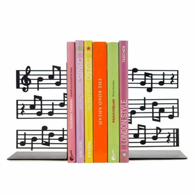 Bookend Decorative Music Sheet Notes Metal Black