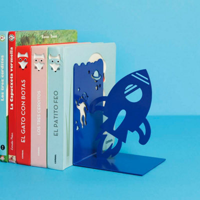 Bookend Decorative Rocket Spaceship Moon Upright Childrens Book Ends ...