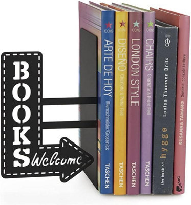 Books Old Hollywood 50's Style Bookshop Sign Black Metal Bookend