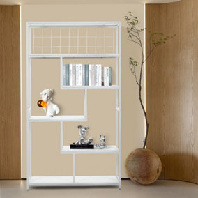 Bookshelf Storage Rack with Open Shelves Display Unit for Living Room Office White 178cm (H)