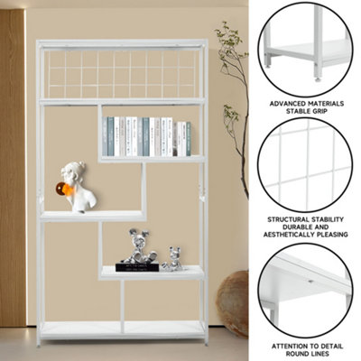 Bookshelf Storage Rack with Open Shelves Display Unit for Living Room Office White 178cm (H)