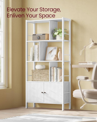 Bookshelf, Storage Shelf, Large Bookcase with Doors, 4 Shelves, Stable ...