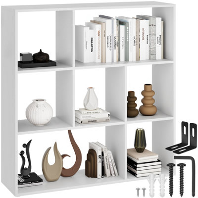 Bookshelf Tartu - with 7 storage compartments, 104x29x107cm - white