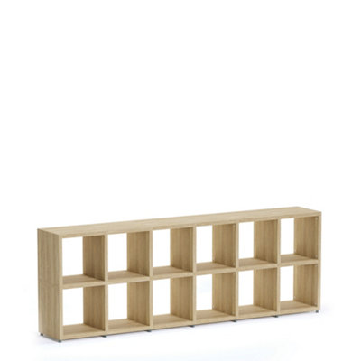 Boon 12 Cube Shelving Unit Eco-Friendly Bookcase Freestanding Heavy Duty Oak, Made in Austria (H)760mm (W)2160mm (D)330mm