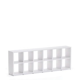 Boon 12 Cube Shelving Unit Eco-Friendly Bookcase Freestanding Heavy Duty White, Made in Austria (H)760mm (W)2160mm (D)330mm